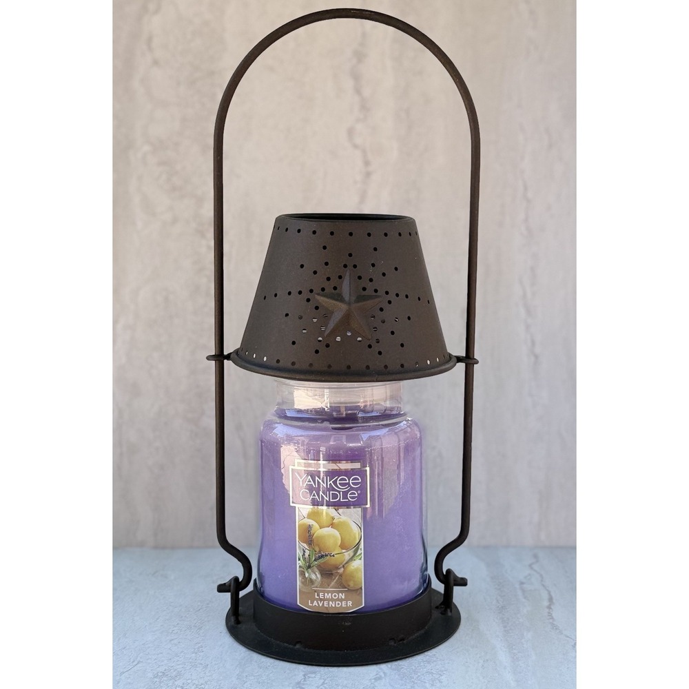 Yankee Candle Metal Star Candle Holder Rustic Primitive Look Decor W/Handle 9612